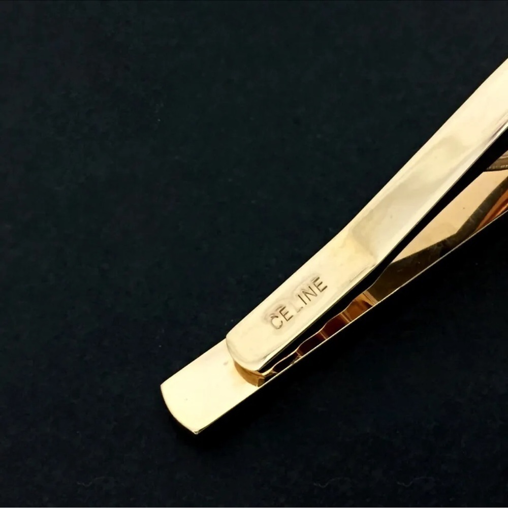 CELINE HORSE CARRIAGE GOLD AND SILVER TONE TIE PIN TIE CLASP - Picture 6 of 6